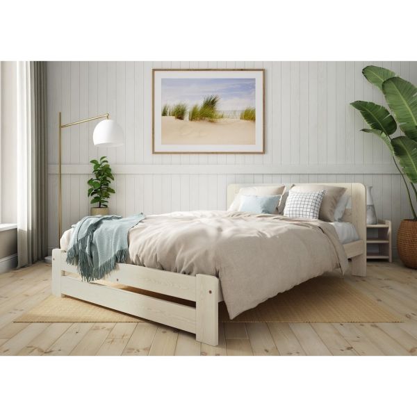 Aurora Bed Frame 4 Feet 6 Inch - Wood - L197 x W146 x H80 cm - Feather