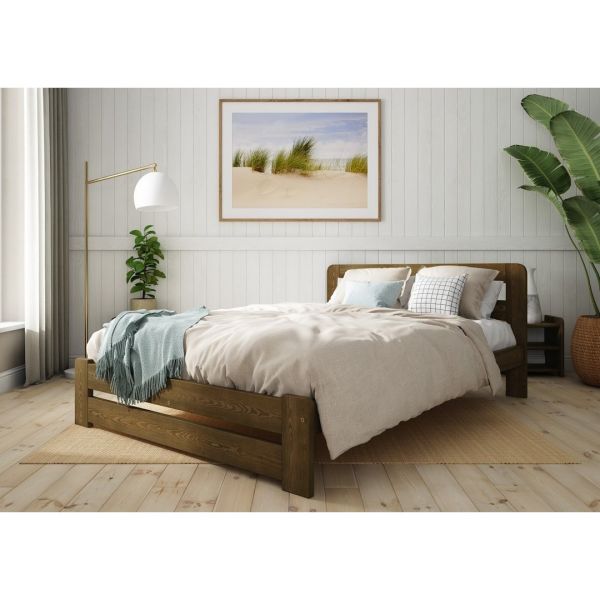 Aurora Bed Frame 4 Feet - Wood - L197 x W128 x H80 cm - Palisander