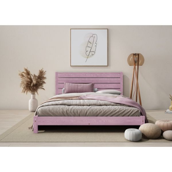 Shibui Bed Frame 4 Feet 6 Inch - Wood - L197 x W146 x H90 cm - Purple Lilac