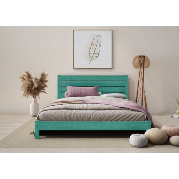 Shibui Bed Frame 4 Feet - Wood - L197 x W128 x H90 cm - Denim