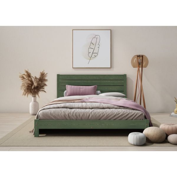Shibui Bed Frame 6 Feet - Wood - L207 x W188 x H90 cm - Midnight Green