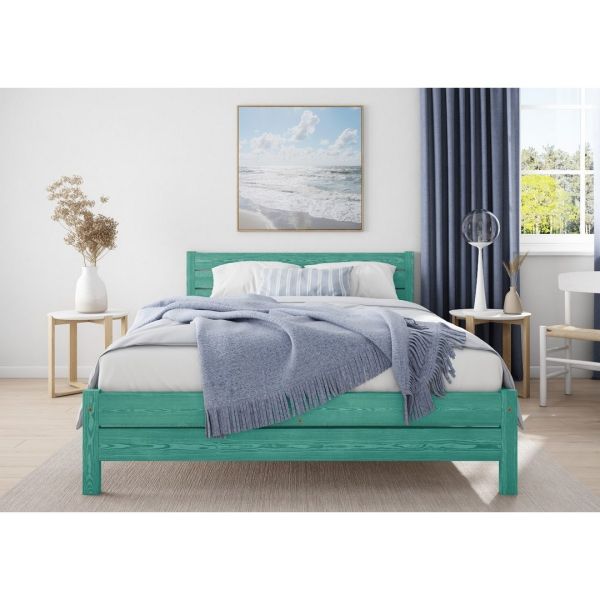 Alva Bed Frame 5 Feet - Wood - L207 x W161 x H90 cm - Denim