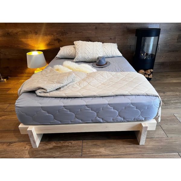 King Size Bed Frame - Wood - L209 x W153 x H25.5 cm - Untreated