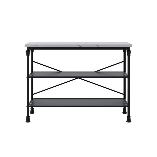 Fairmont Console Table - Wood Variant/Metal - L40 x W110 x H80 cm - Marble Effect/Black - Flat Pack