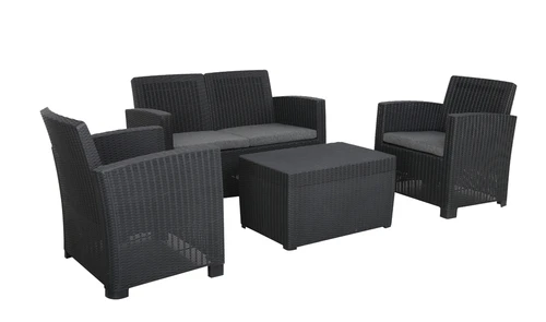 Faro 4 Seater Conversation Set - Polypropylene - H42.2 x W52 x L76.5 cm - Black