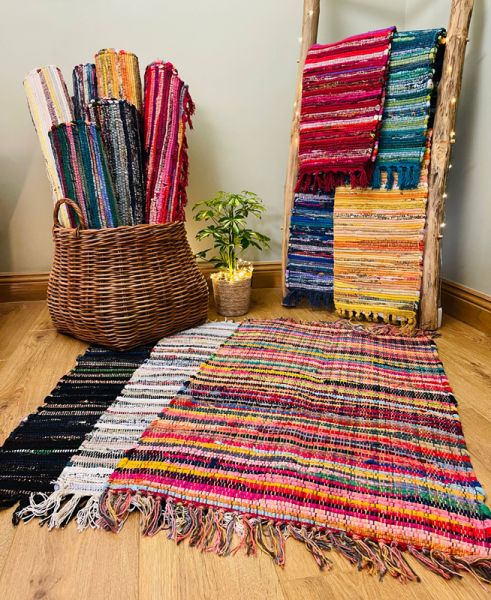 Festival Recycled Cotton Blend Rag Rug in Varied Colourways (FESTIVALRD60X90)