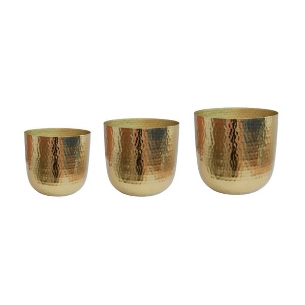 Felix Hammered Planter (Set of 3) - Metal - Gold