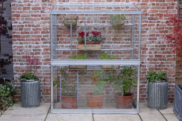4 Feet Wall Frame/Growhouse - Aluminium/Glass - L121 x W63 x H149 cm - Cotswold Green