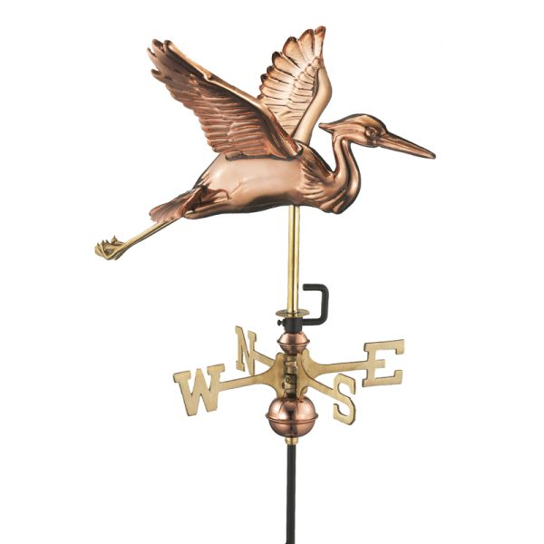 Cottage Heron in Flight Copper Weathervane - H54 x W40 x L42 cm