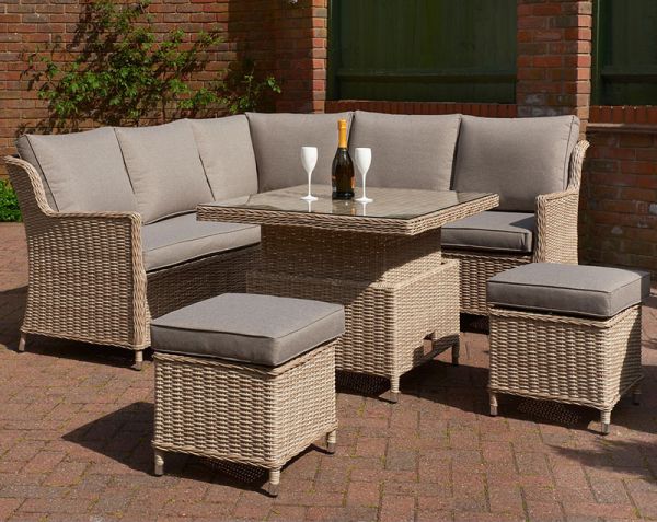 Cannes Corner 5 Pc Piece Rattan Set - L209 x W200 x H81 cm - Latte