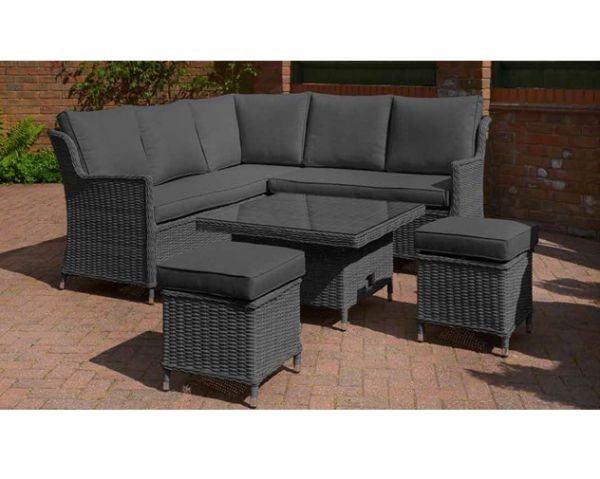 Cannes Corner 5 Pc Rattan Set - L209 x W200 x H81 cm- Charcoal