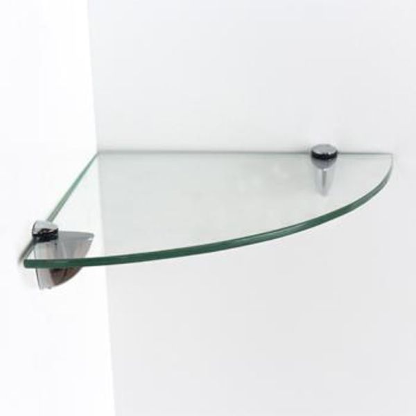 Glass Corner Shelf Kit - Clear Glass - 6 x 250 x 250 mm - Chrome