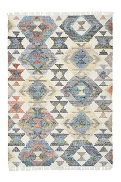 Niva Rectangular Shaped Hand Woven Kilim - Wool - L200 x W140 x H1 cm - Multicolour