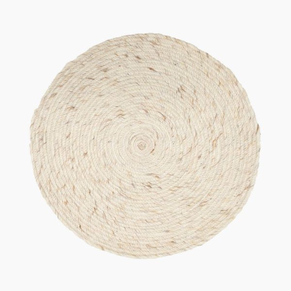 Heta Hand Woven Dhurrie - Wool - L120 x W120 x H1 cm - Cream/Beige