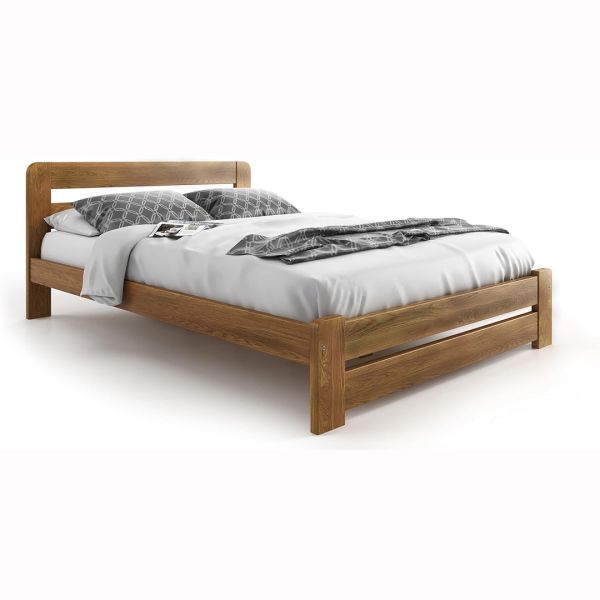 Small Double Size Bed - Wood - L197 x W128 x H80 cm - Oak