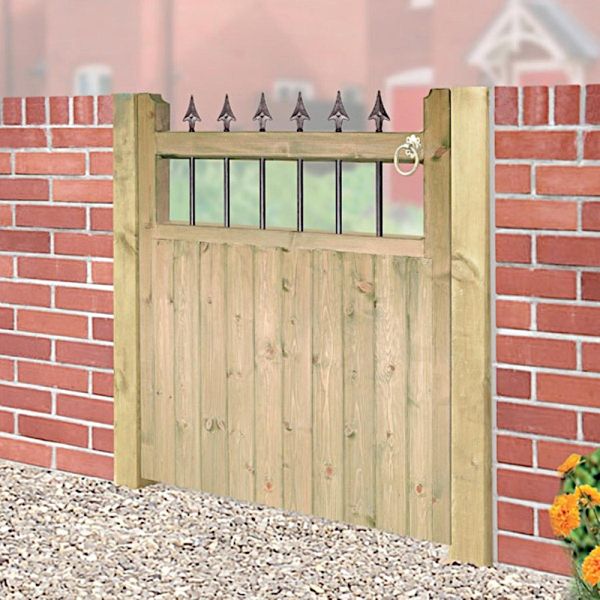 Hampton Low Single Garden Gate - Pressure Treated Scandinavian Redwood - W750 x H1200 mm