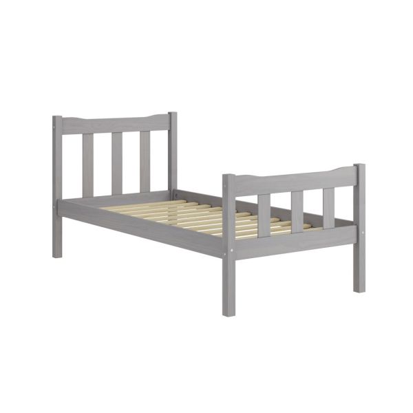 Havana Single Bed Frame (Pack of 2) - Pine/Metal - L200.8 x W99 x H96 cm - Grey/Pewter - Flat Pack