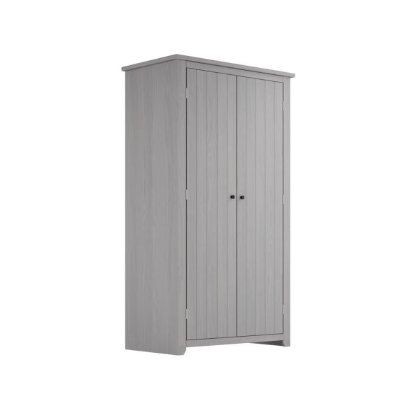 Havana 2 Door Wardrobe (Pack of 2) - Pine/Metal - L57 x W103 x H188 cm - Grey/Pewter - Flat Pack