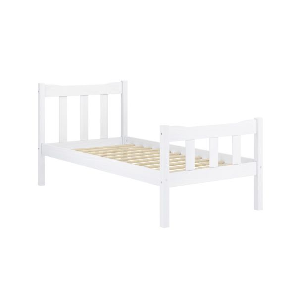 Havana Single Bed Frame (Pack of 2) - Pine/Metal - L200.8 x W99 x H96 cm - White/Pewter - Flat Pack