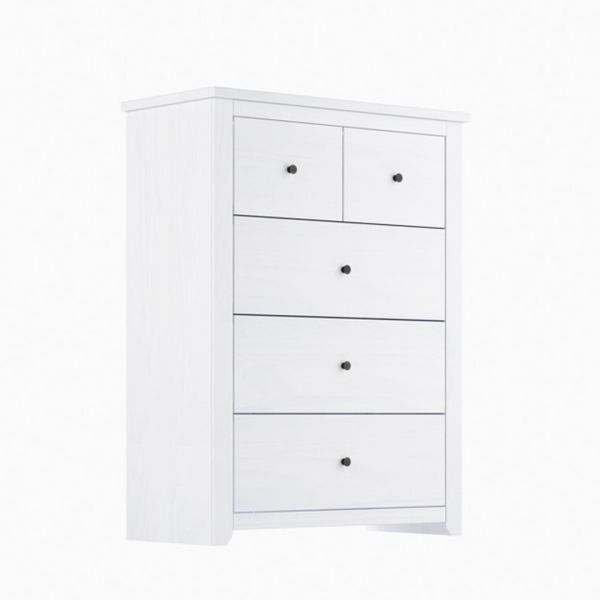 Havana 3+2 Chest of Drawers - Pine/Metal - L39 x W90 x H120 cm - White/Pewter - Flat Pack