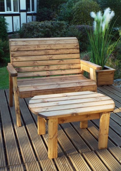 Deluxe Bench Set Quality, Wooden Garden Furniture - W120 x D170 x H98 - Fully Assembled