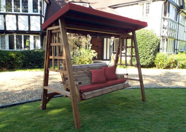 Dorset Three Seat Swing - W225 x D124 x H196 - Fully Assembled - Burgundy