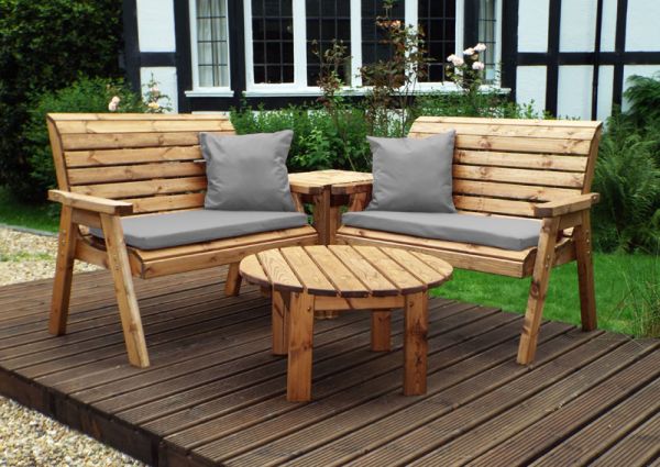 Four Seater Corner Unit with Cushions - W183 x D183 x H98 - Fully Assembled - Grey