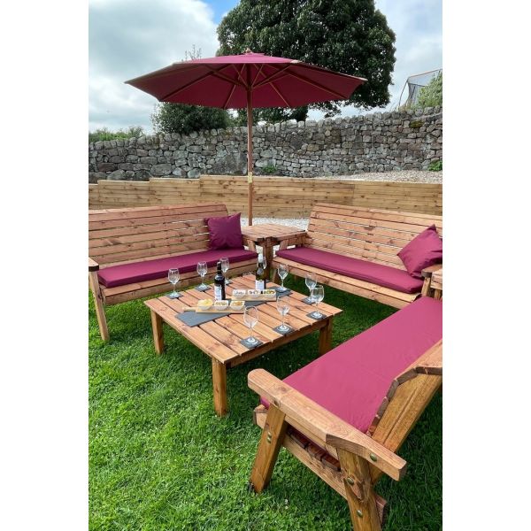 Nine Seater Balmoral Deluxe Garden Furniture Set - L240 x W284 x H98 cm - Burgundy