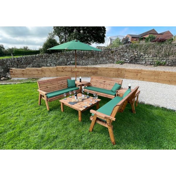 Nine Seater Balmoral Deluxe Garden Furniture Set - L240 x W284 x H98 cm - Green