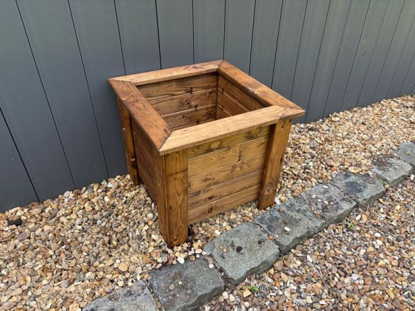 Prestbury Raised Square Large Planter - Timber - L47.5 x W47.5 x H42 cm