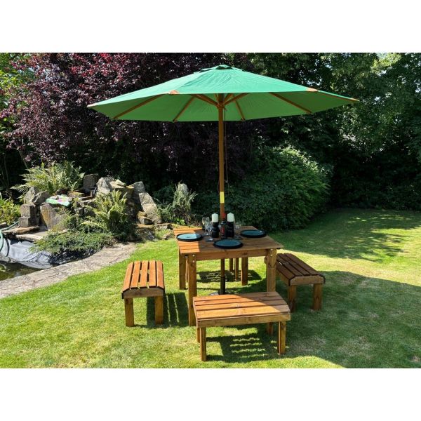 Knights Four Seater Garden Furniture Table Set - L160 x W170 x H80 cm - Green