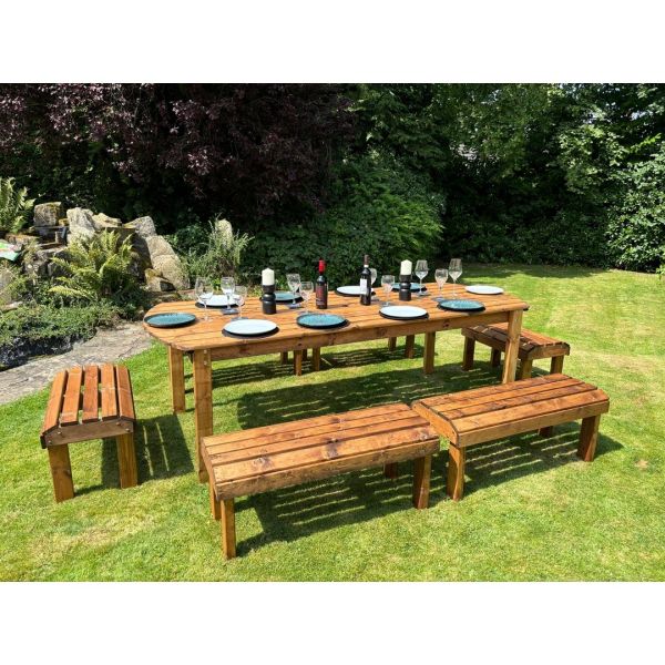 Knights Ten Seater Garden Furniture Table Set - L245 x W400 x H80 cm - Green