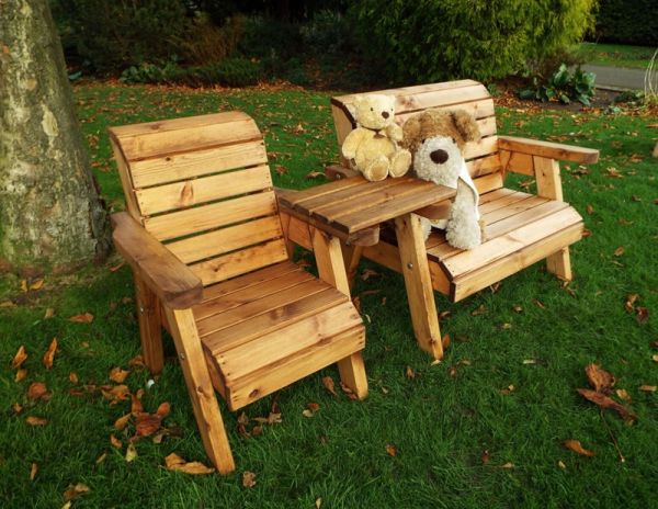Little Fellas Bench/Chair Combination Set (Straight) for Children, W180 x D60 x H77 - Fully Assembled