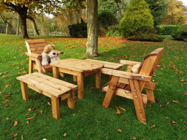Little Fellas Medium Table Set, wooden garden furniture for children, fully assembled