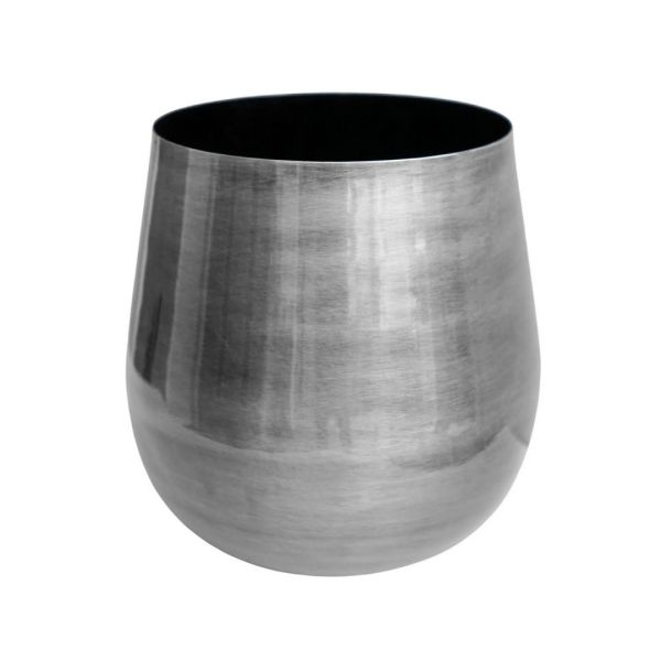 Antique Pewter Bell Bottomed Planter - L22 x W22 x H22 cm - Silver