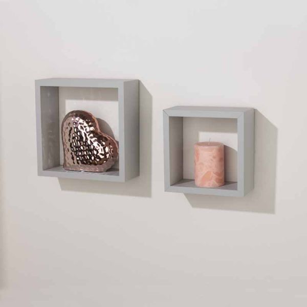 Set of 2 Wall Cubes - Light Grey