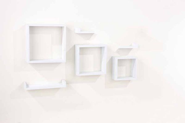 6 Pcs Floating Shelf Kit - Matt White Foil