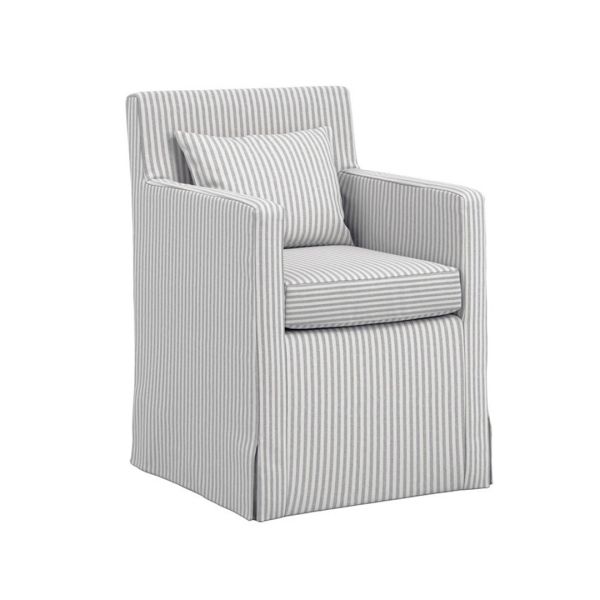 Hettie Indoor Thin Stripe Dining Chair - Cotton Blend - L63 x W58 x H87 cm - Grey - Fully Assembled
