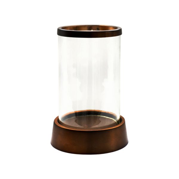 Hampton Hurricane Lantern Glass Metal L18 x W18 x H28 cm Copper