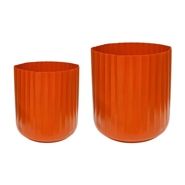 Hudson Corrugated Planters (Set of 2) - Mild Steel - L37 x W37 x H37 cm - Orange