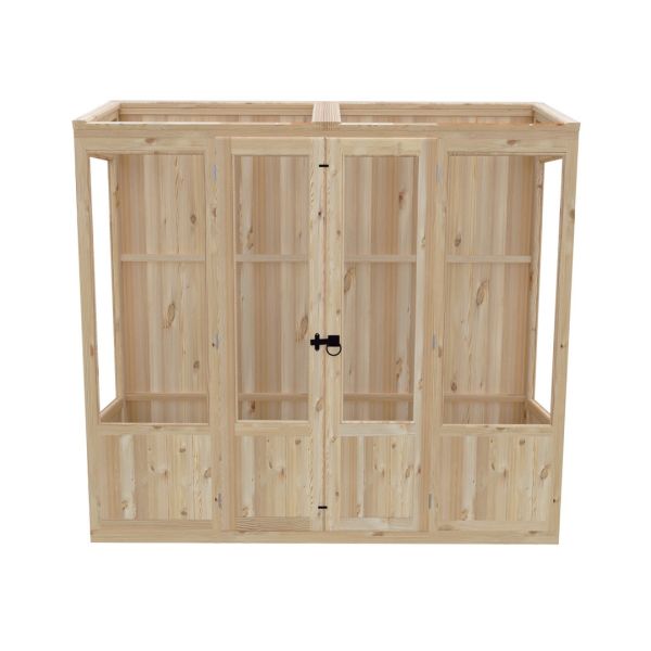 Holme 7 x 2 Double Door Greenhouse - Timber - L59 x W210 x H200.7 cm