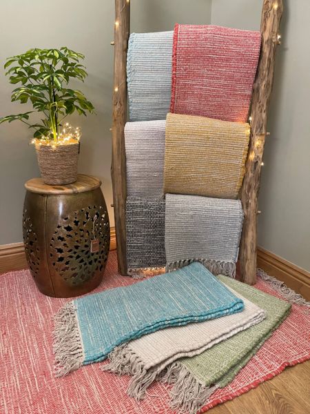 Hush Hand Loomed Soft Rug in Muted Colours - Cotton - L60 x W90