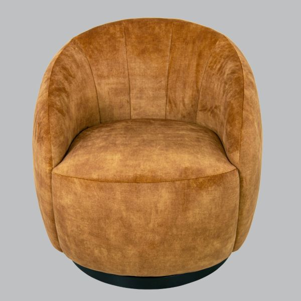 Talia Chair - Wood/Velvet - L78 x W79 x H79 cm - Black/Ginger