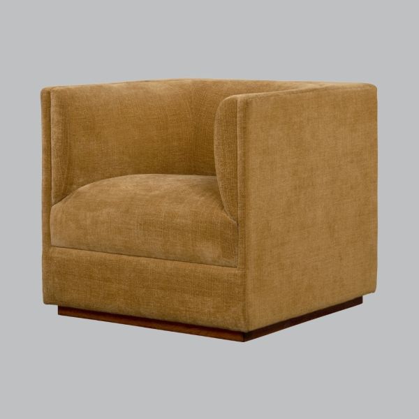 Altair Chenille Straw Chair - Wood/Chenille Fabric - L80 x W80 x H74 cm - Brown/Straw