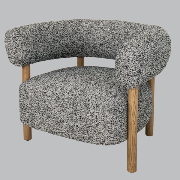 Cassius Chair - Wood/Fabric - L81 x W87 x H71 cm - Ash/Grey/Black
