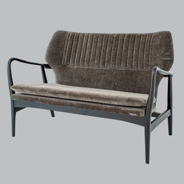 Levi 2 Seater Chair - Wood/Chenille Fabric - L71 x W121 x H86 cm - Black/Mouse