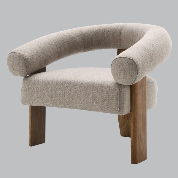 Zahir Chair - Wood/Fabric - L72 x W88 x H75 cm - Ash/Taupe
