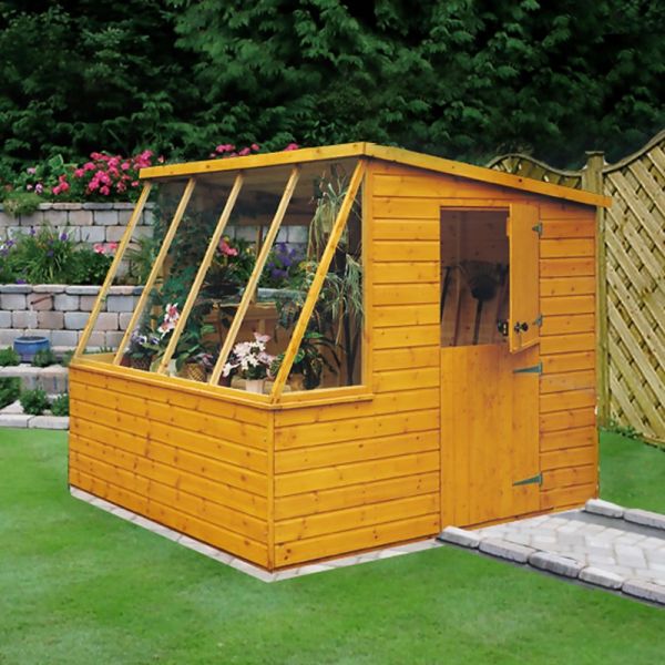 Iceni 8' x 6' Potting Shed Pre Hung Doors with Opening Glass Side Window Style B