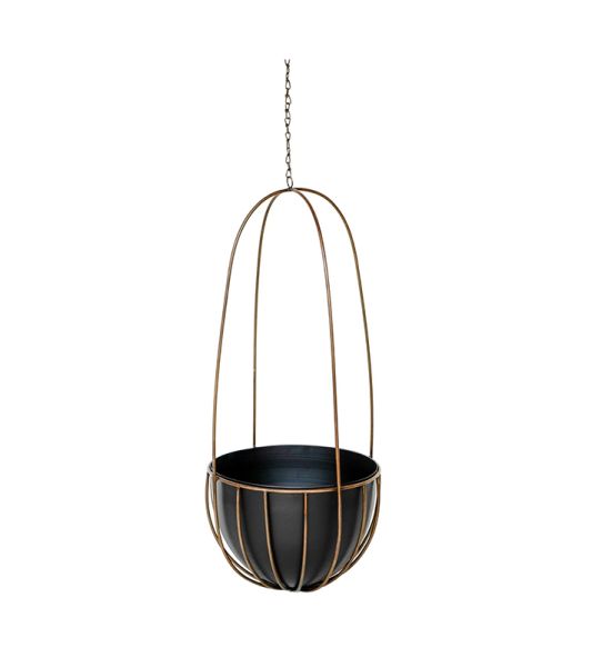 Indoor Kensington Tall Hanging Planter - Mild Steel - L24 x W24 x H60 cm - Brass