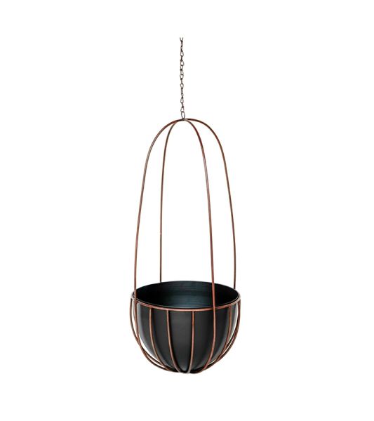 Indoor Kensington Tall Hanging Planter - Mild Steel - L24 x W24 x H60 cm - Copper